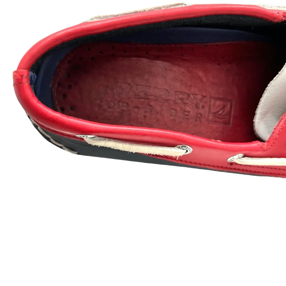 SPERRY TOP-SIDER 2-EYE BOAT SHOES IN RED, WHITE & BLUE